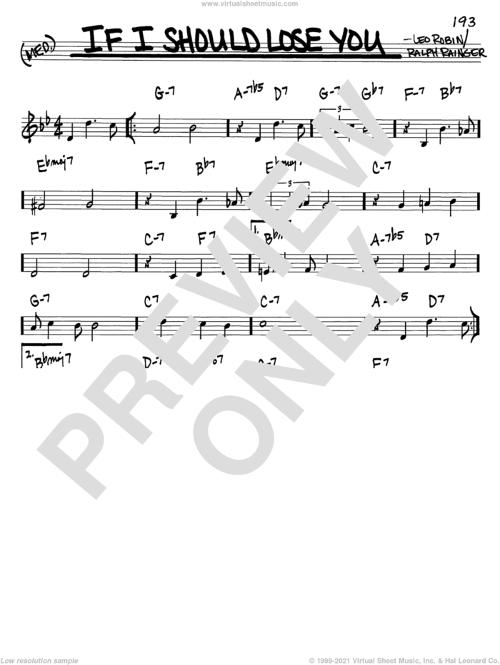 If I Should Lose You sheet music for voice and other instruments (in C) by Ralph Rainger and Leo Robin, intermediate skill level