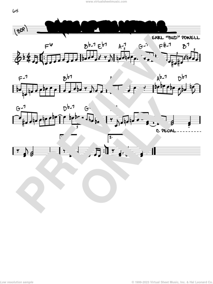 Dance Of The Infidels sheet music for voice and other instruments (in C) by Bud Powell, intermediate skill level
