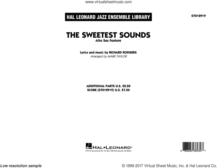 The Sweetest Sounds (Alto Sax Feature) (COMPLETE) sheet music for jazz band by Richard Rodgers and Mark Taylor, intermediate skill level