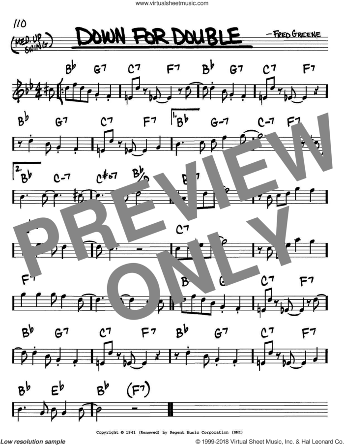 Down For Double sheet music for voice and other instruments (in C) by Fred Greene, intermediate skill level