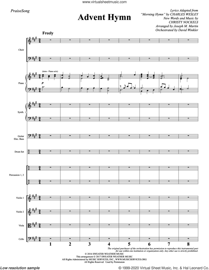 Advent Hymn (COMPLETE) sheet music for orchestra/band by Joseph M. Martin, Charles Wesley and Christy Nockels, intermediate skill level