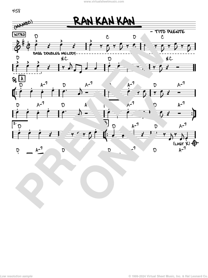 Ran Kan Kan sheet music for voice and other instruments (in C) by Tito Puente, intermediate skill level