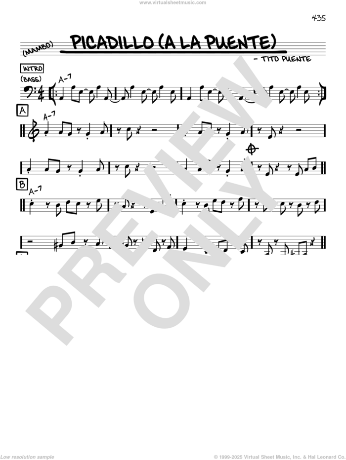 Picadillo (a la Puente) sheet music for voice and other instruments (in C) by Tito Puente, intermediate skill level