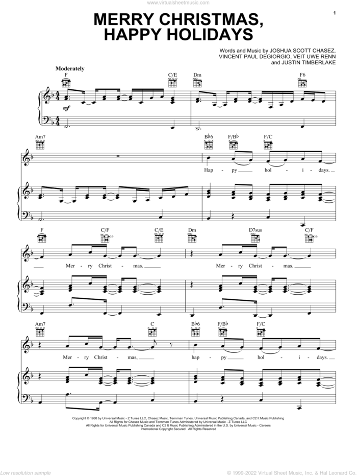 Merry Christmas, Happy Holidays sheet music for voice, piano or guitar by Pentatonix, intermediate skill level