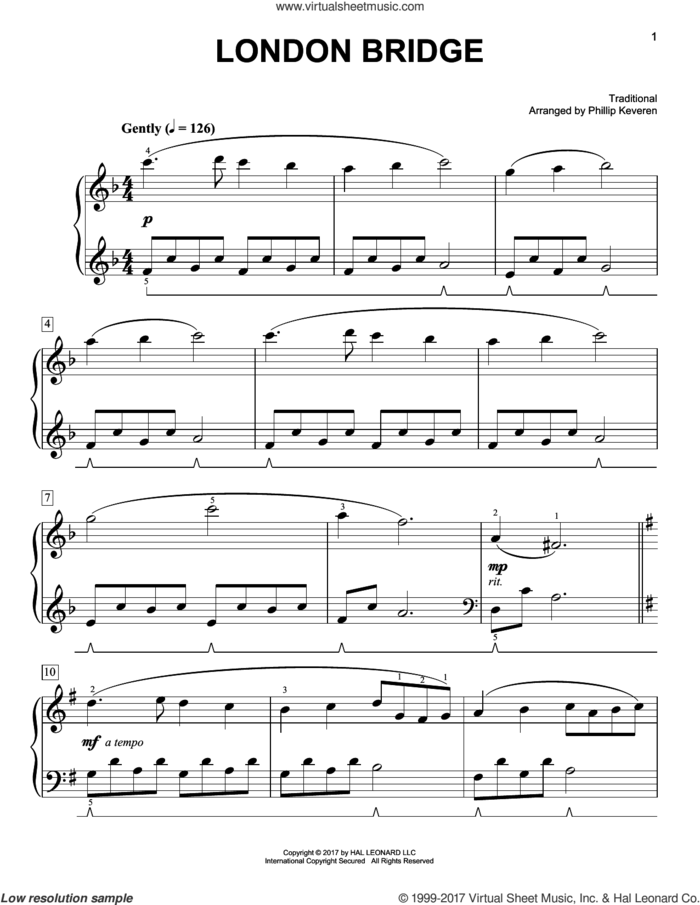 London Bridge [Classical version] (arr. Phillip Keveren) sheet music for piano solo by Phillip Keveren and Miscellaneous, easy skill level