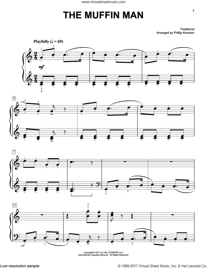 The Muffin Man [Classical version] (arr. Phillip Keveren) sheet music for piano solo by Phillip Keveren and Miscellaneous, easy skill level