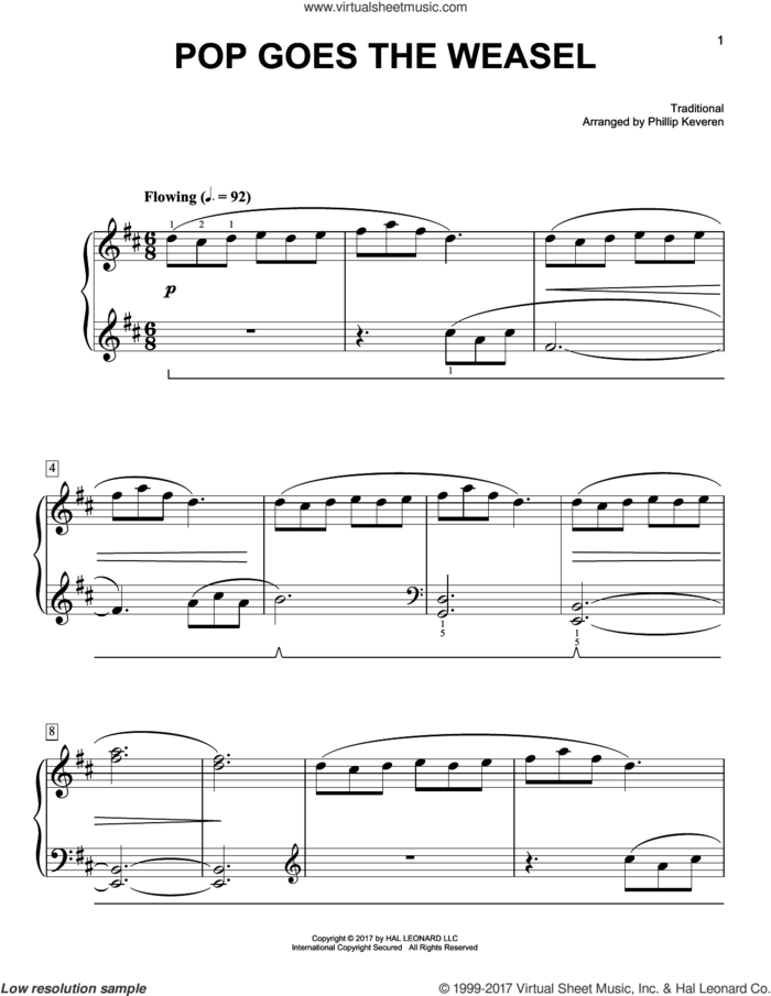 Pop Goes The Weasel [Classical version] (arr. Phillip Keveren) sheet music for piano solo by Phillip Keveren and Miscellaneous, easy skill level