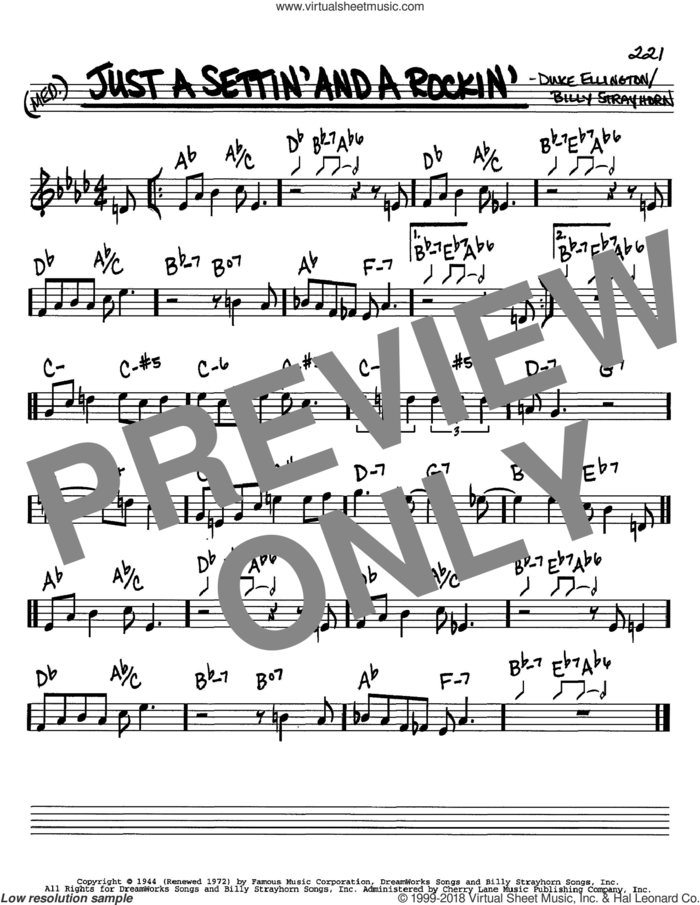 Just A Settin' And A Rockin' sheet music for voice and other instruments (in C) by Duke Ellington, Billy Strayhorn and Lee Gaines, intermediate skill level