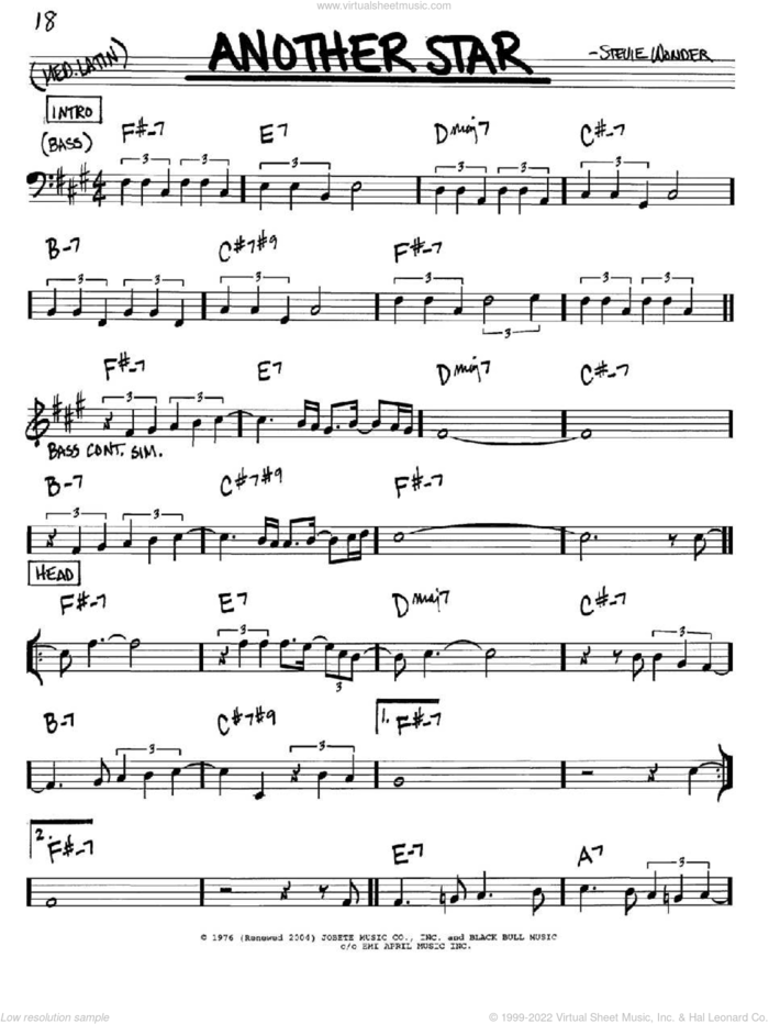 Another Star sheet music for voice and other instruments (in C) by Stevie Wonder, intermediate skill level