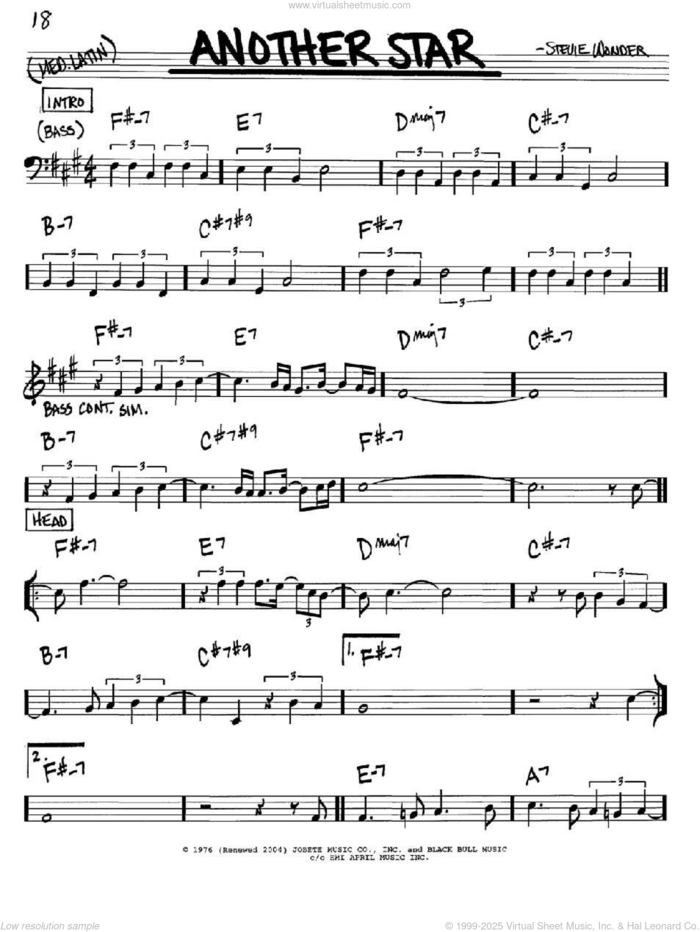 Another Star sheet music for voice and other instruments (in C) by Stevie Wonder, intermediate skill level