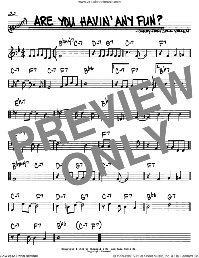 Are You Havin' Any Fun? sheet music for voice and other instruments (in C) by Tony Bennett, Count Basie, Jack Yellen and Sammy Fain, intermediate skill level