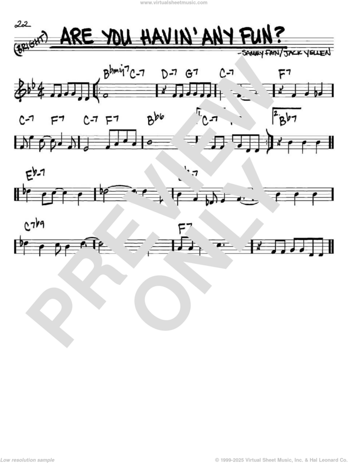 Are You Havin' Any Fun? sheet music for voice and other instruments (in C) by Tony Bennett, Count Basie, Jack Yellen and Sammy Fain, intermediate skill level