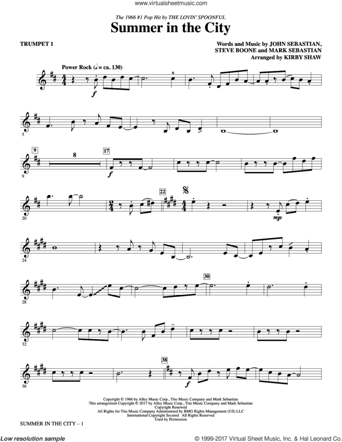 Summer in the City (complete set of parts) sheet music for orchestra/band by Kirby Shaw, John Sebastian, Mark Sebastian and Steve Boone, intermediate skill level