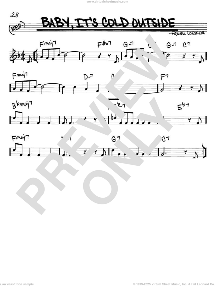 Baby, It's Cold Outside sheet music for voice and other instruments (in C) by Frank Loesser, intermediate skill level