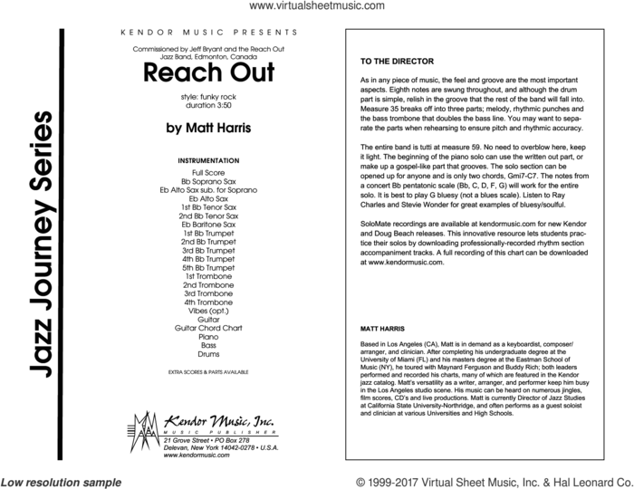 Reach Out (COMPLETE) sheet music for jazz band by Matt Harris, intermediate skill level