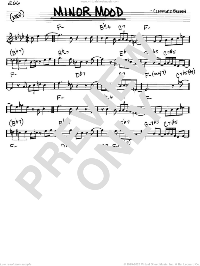 Minor Mood sheet music for voice and other instruments (in C) by Clifford Brown, intermediate skill level