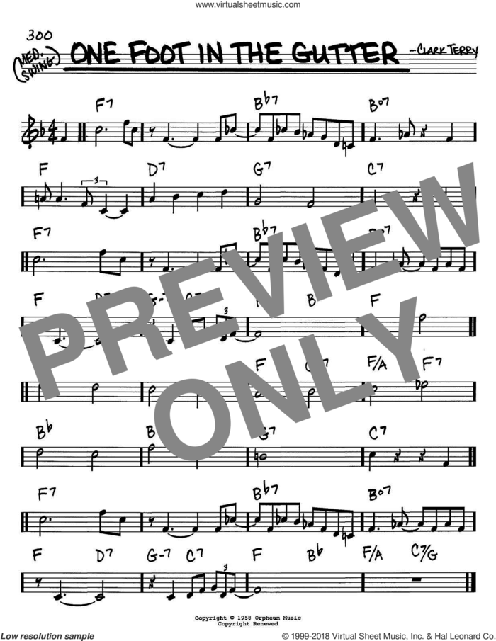One Foot In The Gutter sheet music for voice and other instruments (in C) by Clark Terry, intermediate skill level