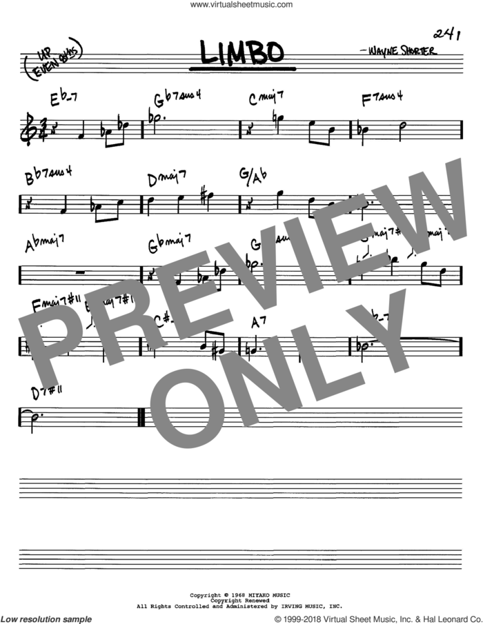 Limbo sheet music for voice and other instruments (in C) by Wayne Shorter, intermediate skill level