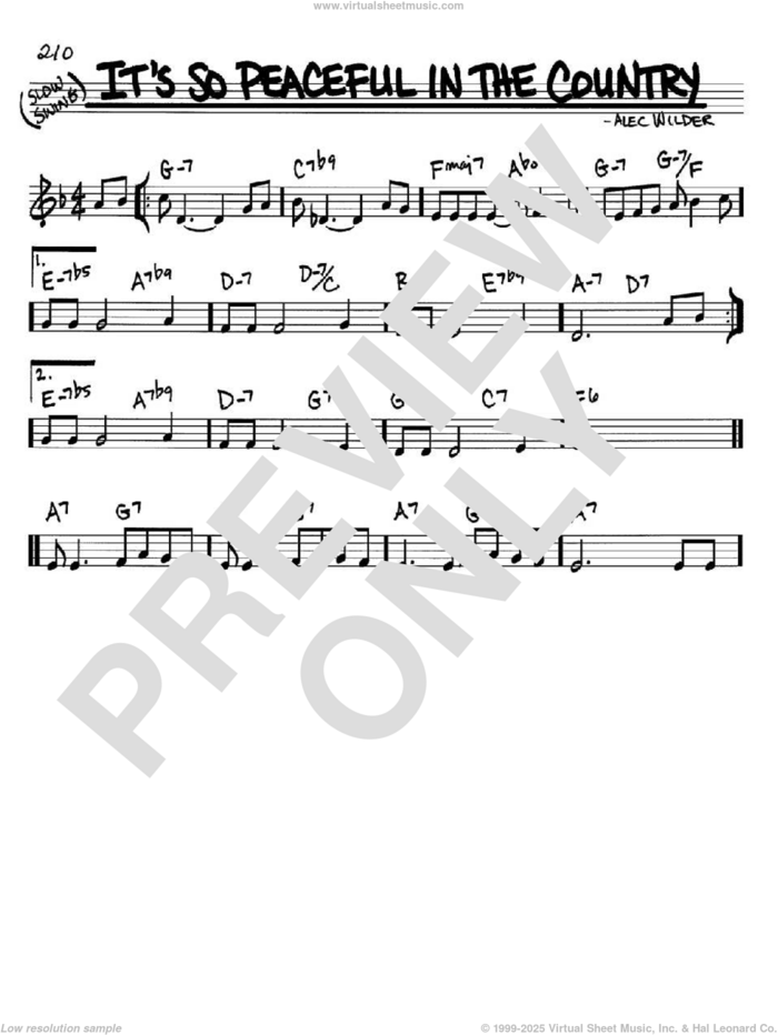 It's So Peaceful In The Country sheet music for voice and other instruments (in C) by Alec Wilder, intermediate skill level