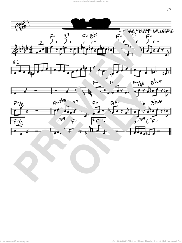 Be-Bop sheet music for voice and other instruments (in C) by Dizzy Gillespie, intermediate skill level