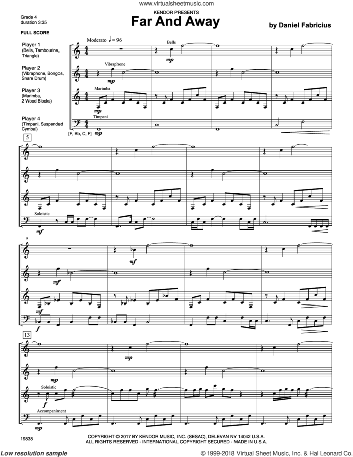 Far and Away (COMPLETE) sheet music for percussions by Daniel Fabricius, classical score, intermediate skill level