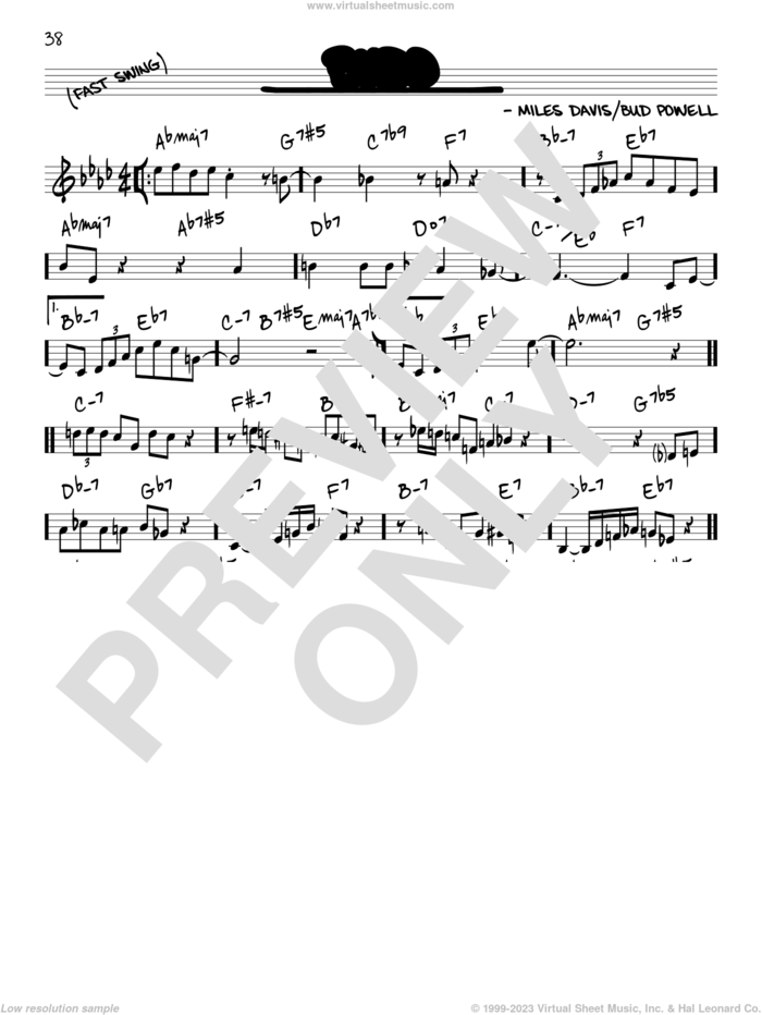 Budo sheet music for voice and other instruments (in C) by Miles Davis and Bud Powell, intermediate skill level