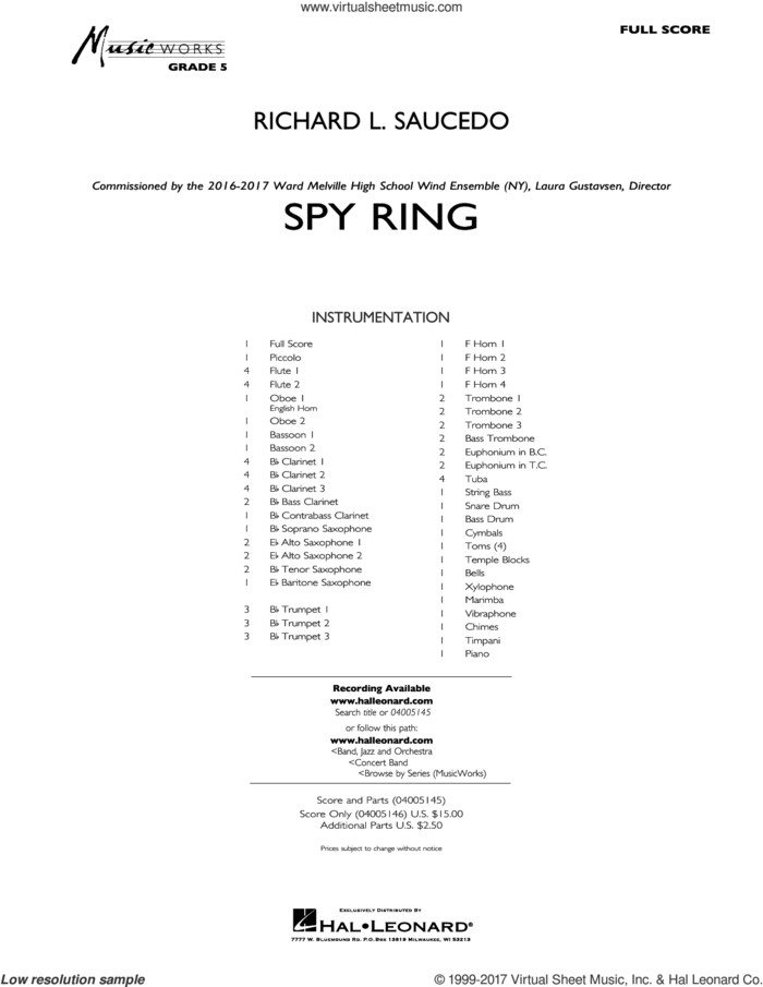 Spy Ring (COMPLETE) sheet music for concert band by Richard L. Saucedo, intermediate skill level