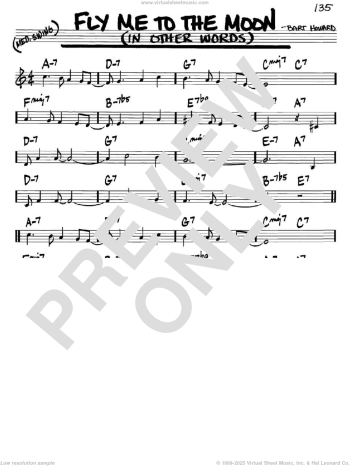 Fly Me To The Moon (In Other Words) sheet music for voice and other instruments (in C) by Frank Sinatra, Tony Bennett and Bart Howard, wedding score, intermediate skill level