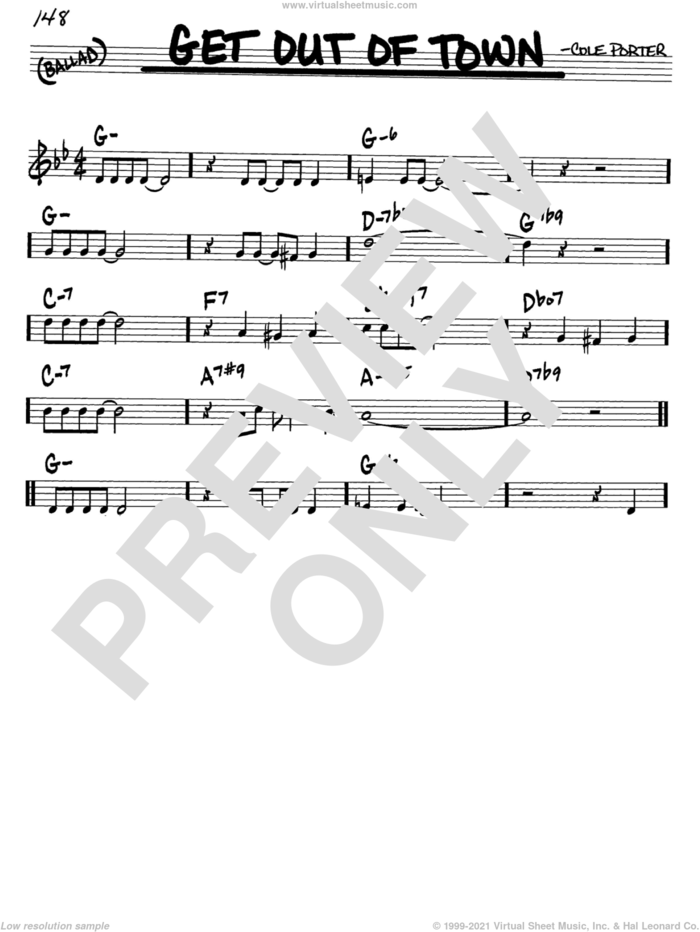 Get Out Of Town sheet music for voice and other instruments (in C) by Cole Porter, intermediate skill level