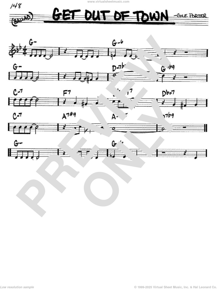 Get Out Of Town sheet music for voice and other instruments (in C) by Cole Porter, intermediate skill level