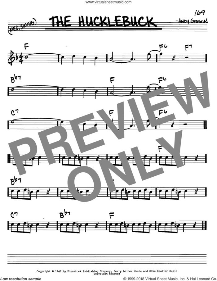 The Hucklebuck sheet music for voice and other instruments (in C) by Andy Gibson, intermediate skill level