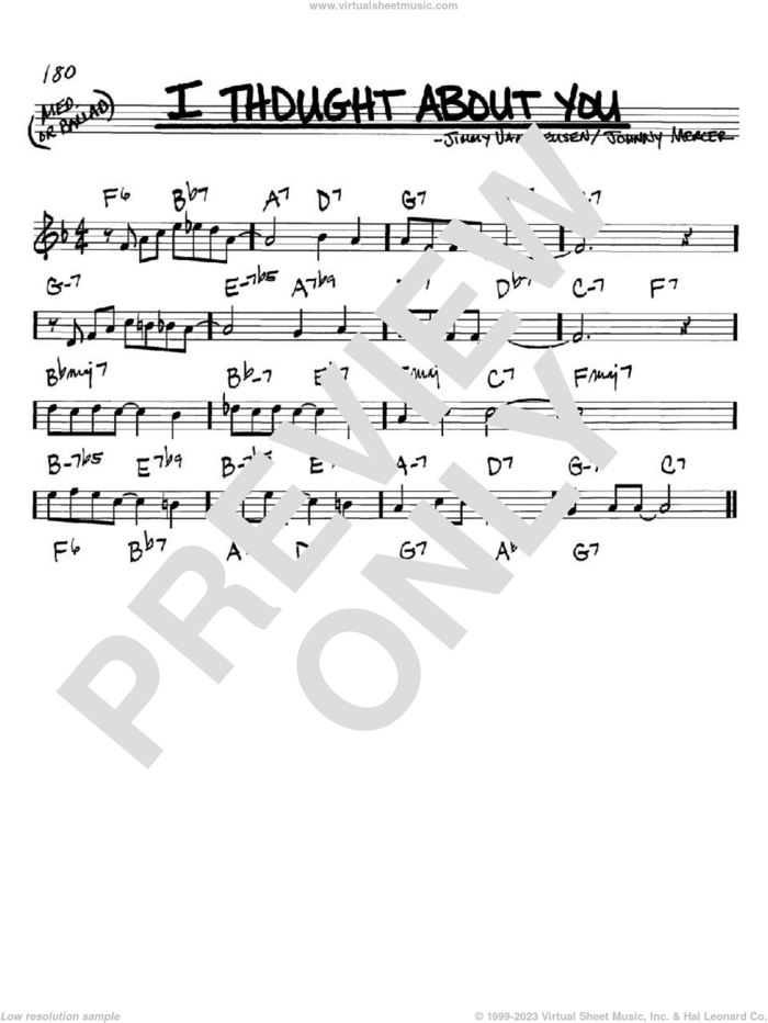 I Thought About You sheet music for voice and other instruments (in C) by Benny Goodman, Jimmy Van Heusen and Johnny Mercer, intermediate skill level