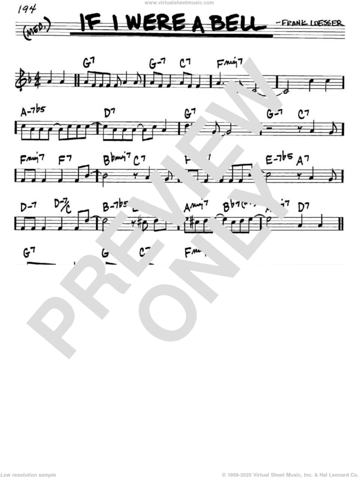 If I Were A Bell sheet music for voice and other instruments (in C) by Frank Loesser, intermediate skill level