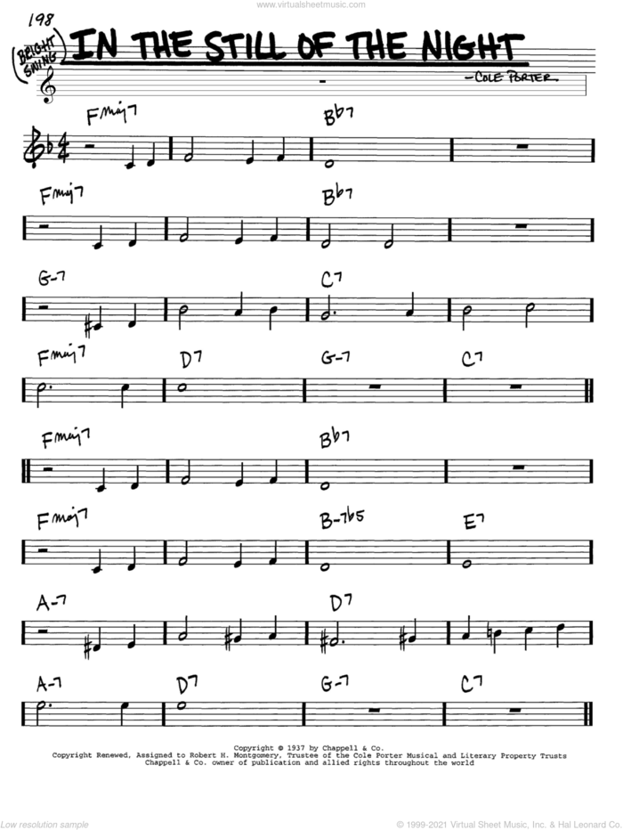 In The Still Of The Night sheet music for voice and other instruments (in C) by Cole Porter, intermediate skill level