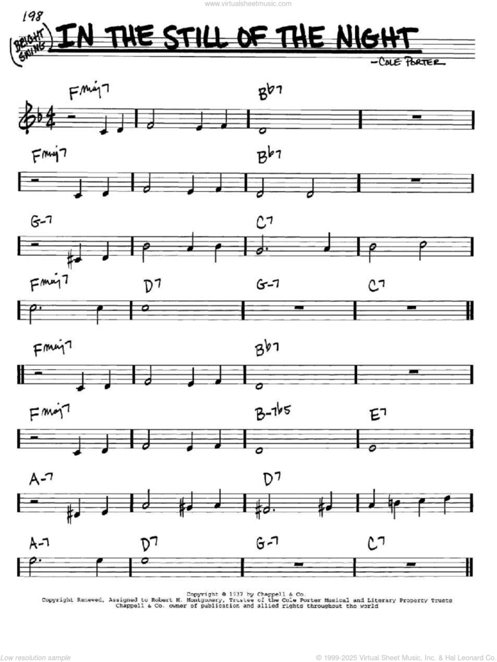 In The Still Of The Night sheet music for voice and other instruments (in C) by Cole Porter, intermediate skill level