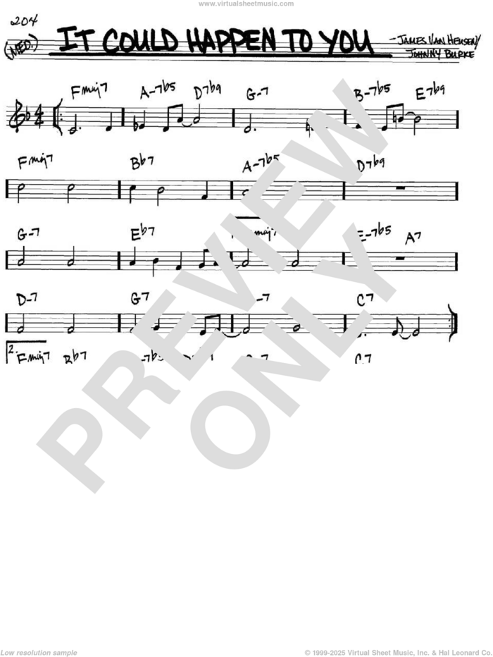 It Could Happen To You sheet music for voice and other instruments (in C) by Frank Sinatra, Jimmy van Heusen and John Burke, intermediate skill level