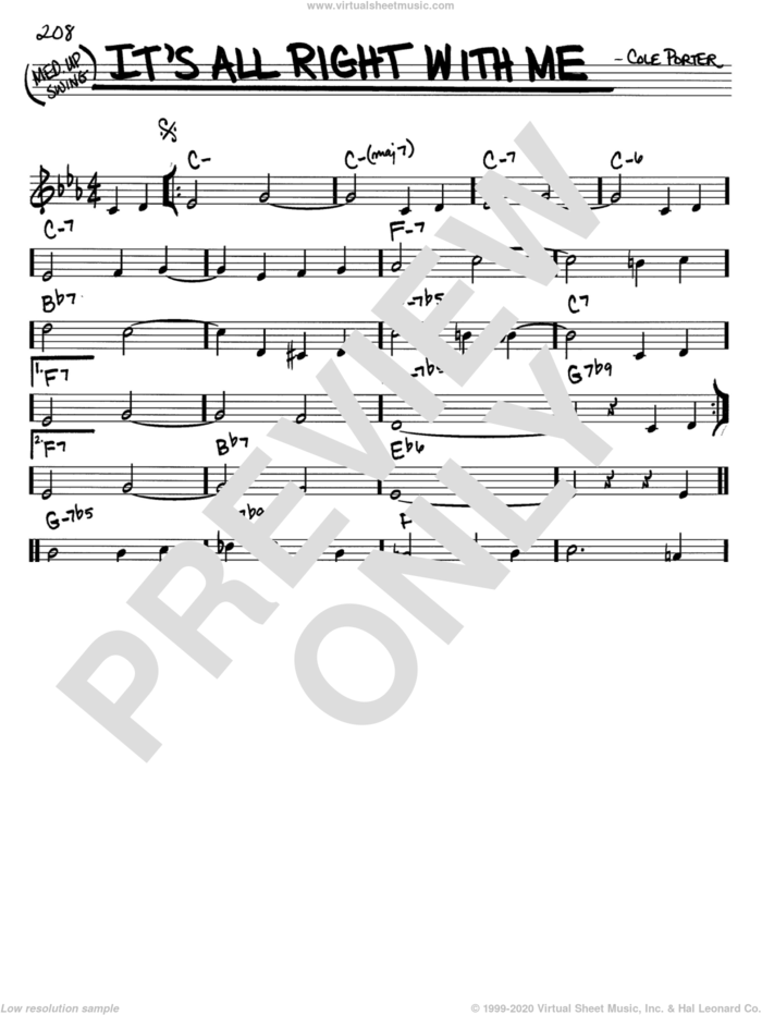 It's All Right With Me sheet music for voice and other instruments (in C) by Cole Porter, intermediate skill level