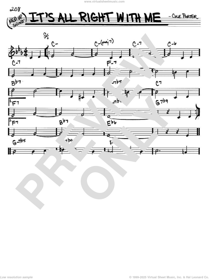 It's All Right With Me sheet music for voice and other instruments (in C) by Cole Porter, intermediate skill level