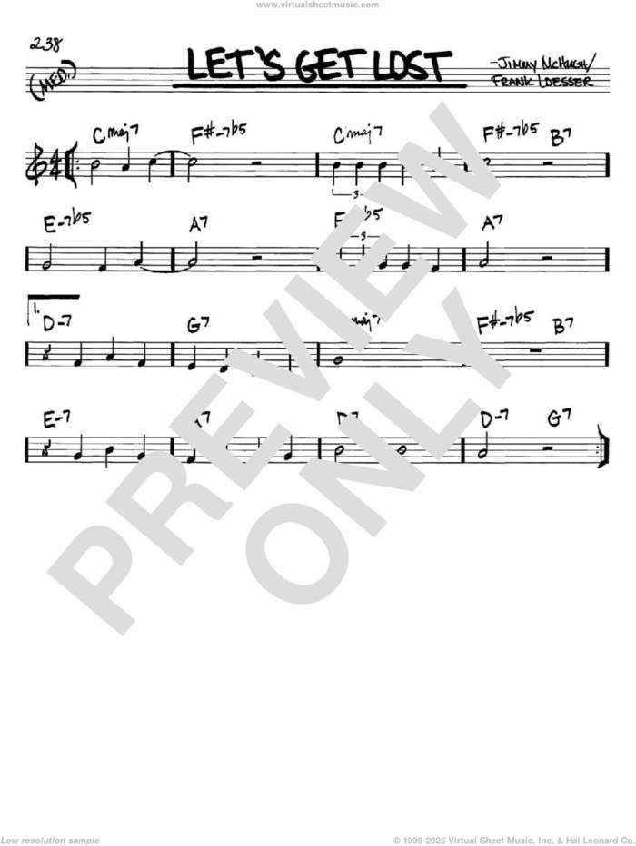 Let's Get Lost sheet music for voice and other instruments (in C) by Frank Loesser and Jimmy McHugh, intermediate skill level