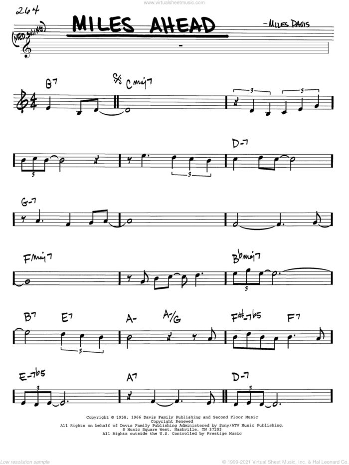 Miles Ahead sheet music for voice and other instruments (in C) by Miles Davis and Gil Evans, intermediate skill level