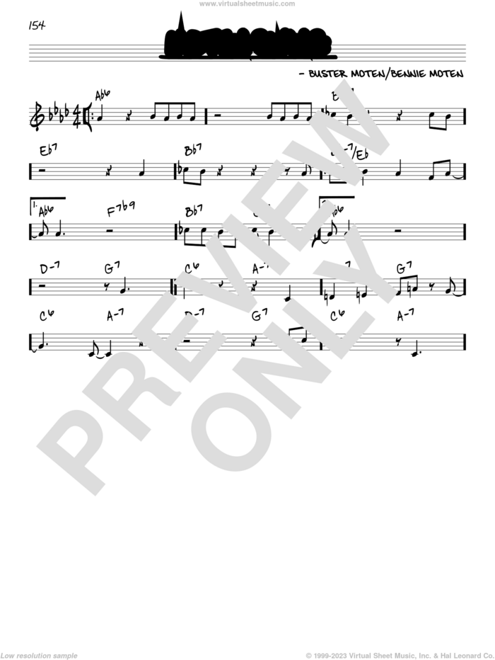 Moten Swing sheet music for voice and other instruments (in C) by Bennie Moten and Buster Moten, intermediate skill level