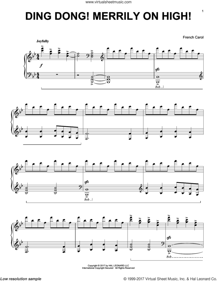 Ding Dong! Merrily On High! (arr. John Leavitt) sheet music for piano solo, intermediate skill level