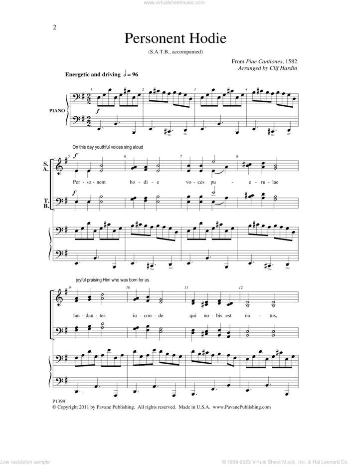 Personent Hodie sheet music for choir (SATB: soprano, alto, tenor, bass) by Clif Hardin, intermediate skill level
