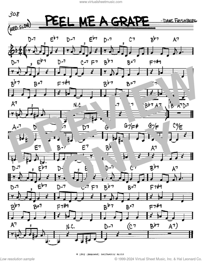 Peel Me A Grape sheet music for voice and other instruments (in C) by Dave Frishberg, intermediate skill level