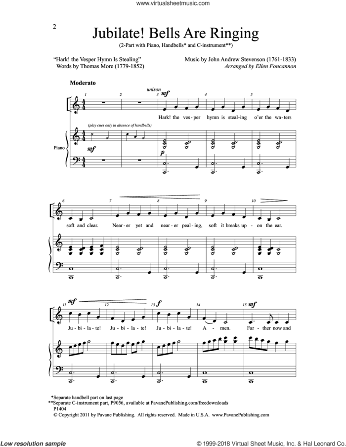 Jubilate! Bells Are Ringing sheet music for choir (2-Part) by Ellen Foncannon and John Andrew Stevenson, intermediate duet