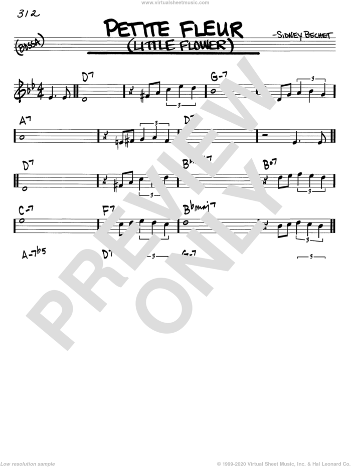 Petite Fleur (Little Flower) sheet music for voice and other instruments (in C) by Sidney Bechet, intermediate skill level