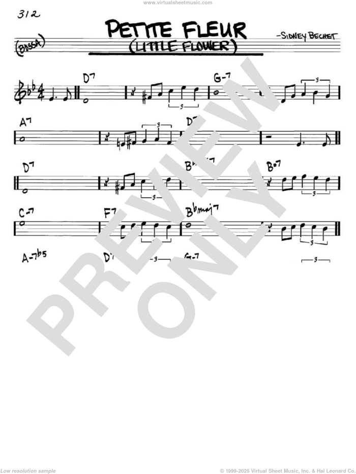 Petite Fleur (Little Flower) sheet music for voice and other instruments (in C) by Sidney Bechet, intermediate skill level