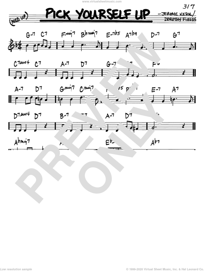 Pick Yourself Up sheet music for voice and other instruments (in C) by Jerome Kern and Dorothy Fields, intermediate skill level