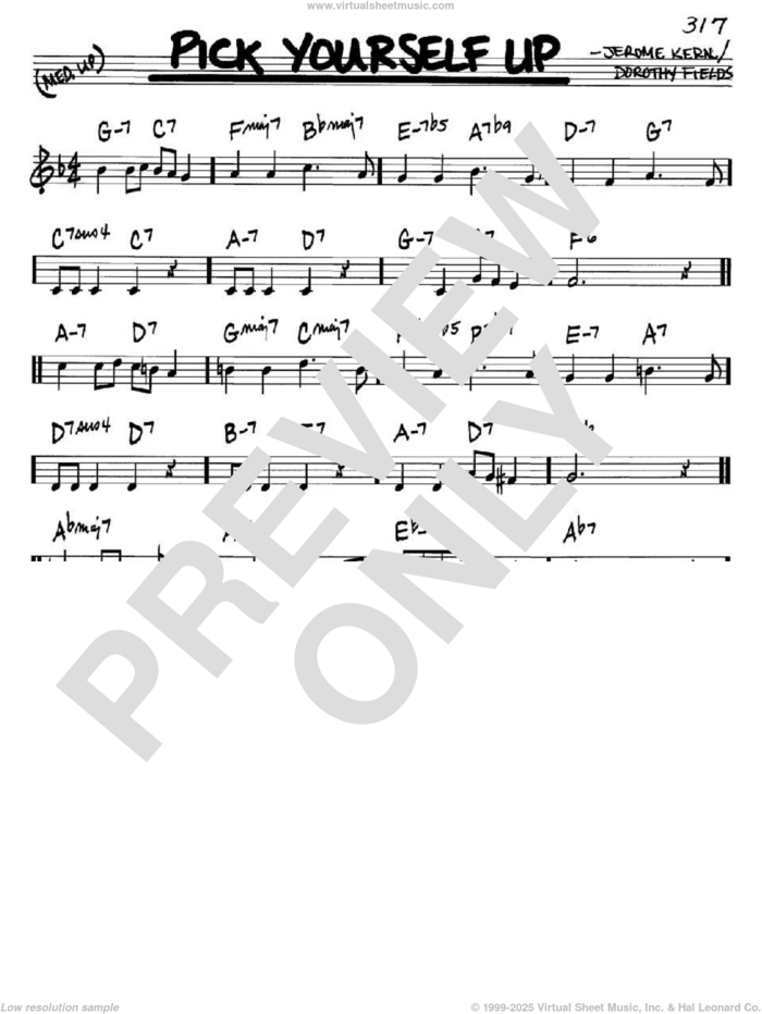 Pick Yourself Up sheet music for voice and other instruments (in C) by Jerome Kern and Dorothy Fields, intermediate skill level