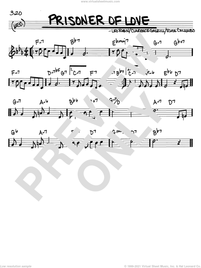 Prisoner Of Love sheet music for voice and other instruments (in C) by Leo Robin, Clarence Gaskill and Russ Columbo, intermediate skill level